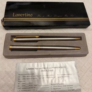 Vintage Lavertino His and Hers Pen Set with Gold Accents